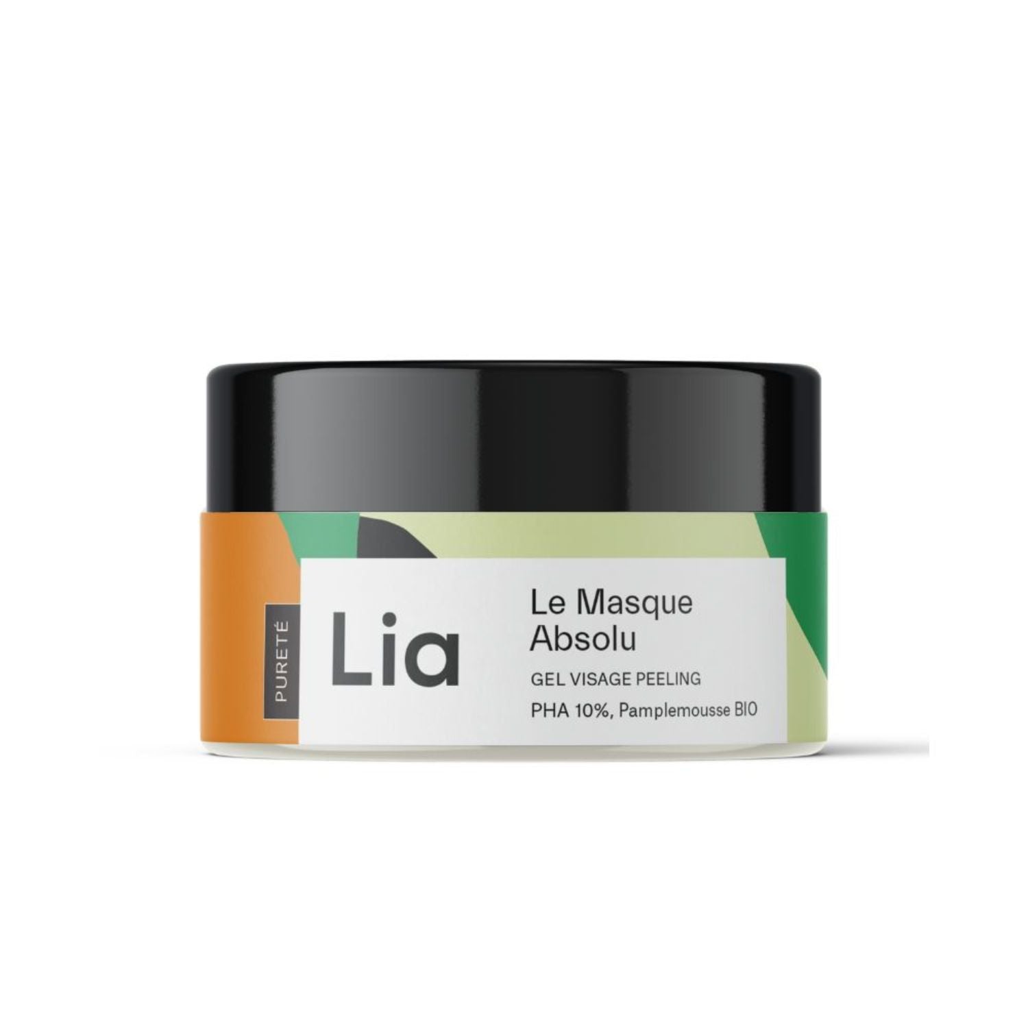 LIA Cosmétiques Peeling Mask jar, front view – PHA and AHA exfoliating gel mask