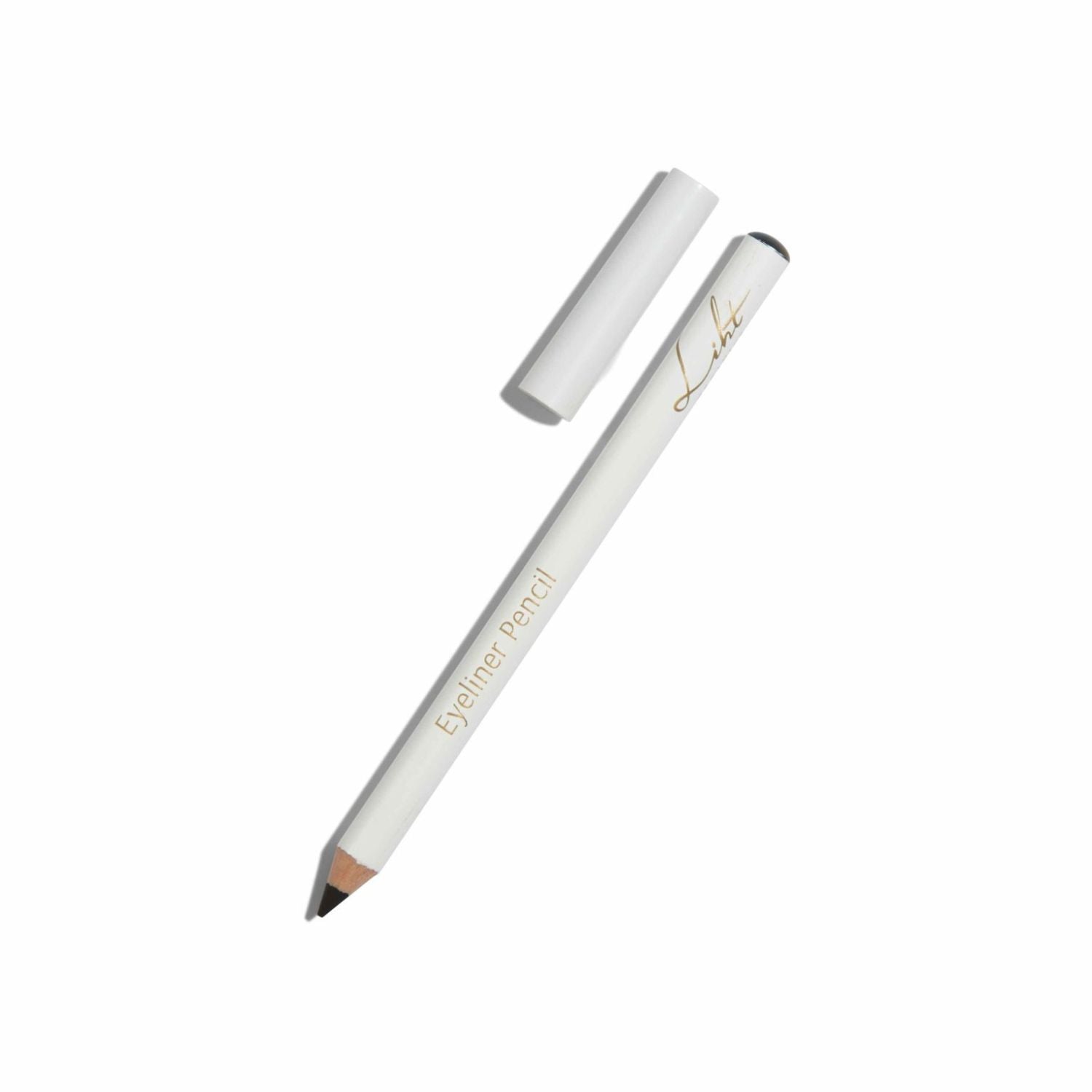 Liht Organics Eyeliner Pencil in black diamond with open cap, organic clean beauty formula available in UAE.